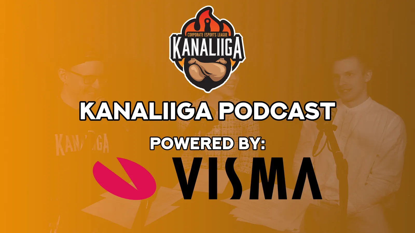 Kanaliiga Podcast Powered by Visma -kansikuva, jossa Kanaliigan ja Visman logot.