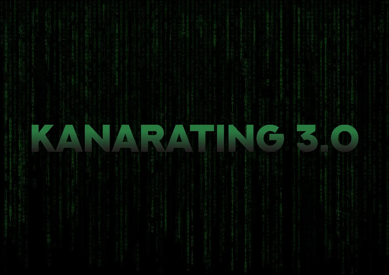 Teksti Kanarating 3.0 vihreällä Matrix-tyylisellä taustalla.